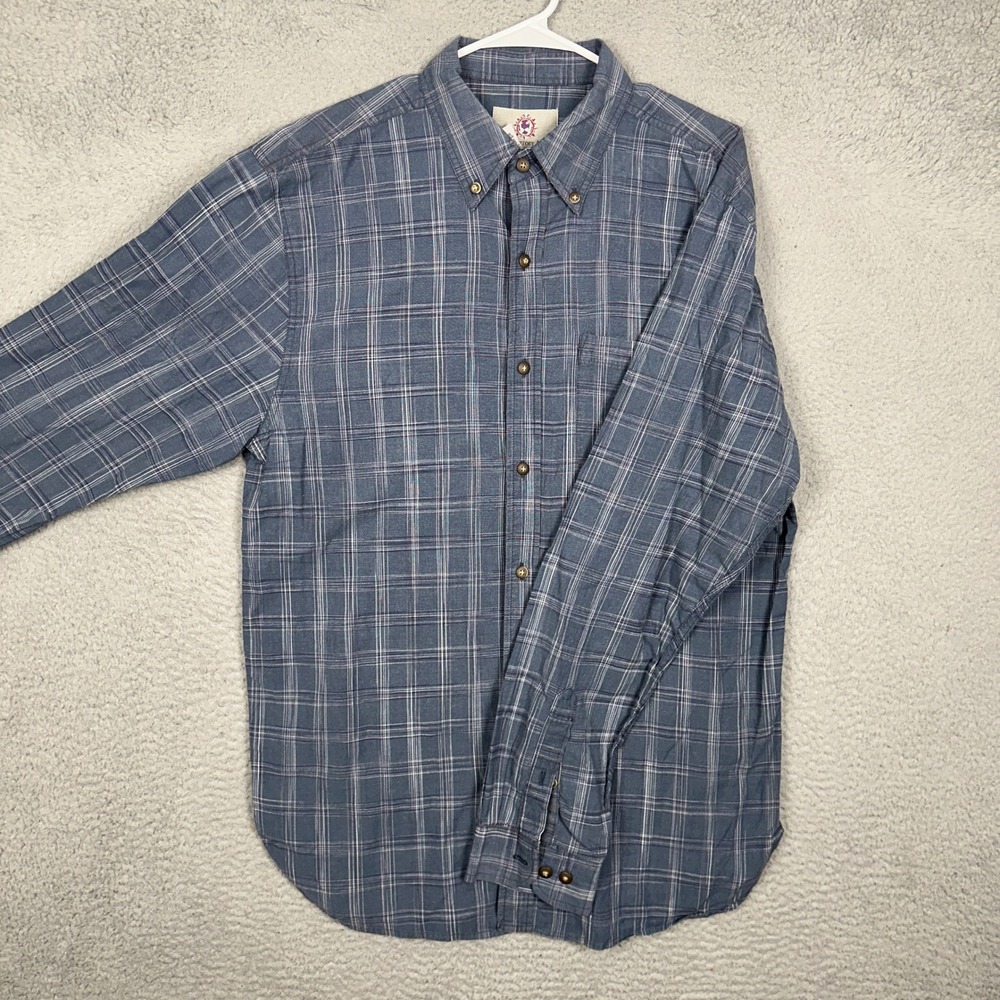 The Territory Ahead Shirt Mens Large Plaid Navy Blue Button-Down Long Sleeve EUC